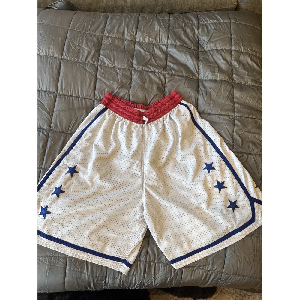Vintage Basketball Shorts White With Stars Lined Special